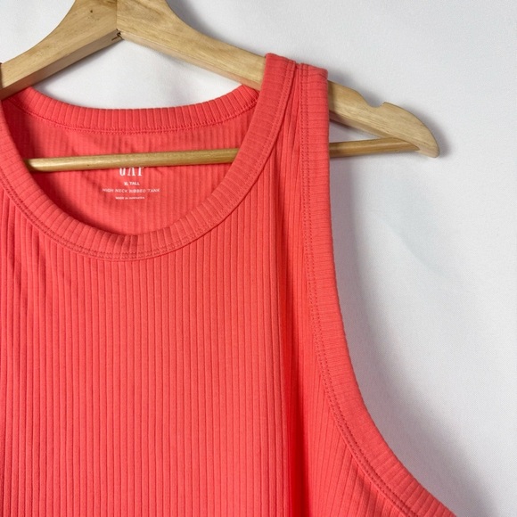 Old Navy Tall Coral Orange High Neck Ribbed Tank Top XL - Picture 3 of 4